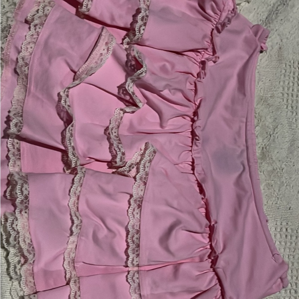 Hot Topic Pink Ruffled Chemise with Lace